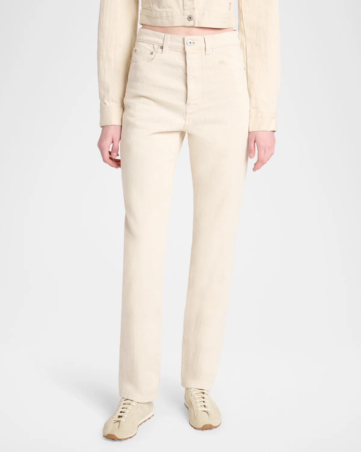 Le De-Nimes Textured Straight-Leg Jeans - thumbnail 4
