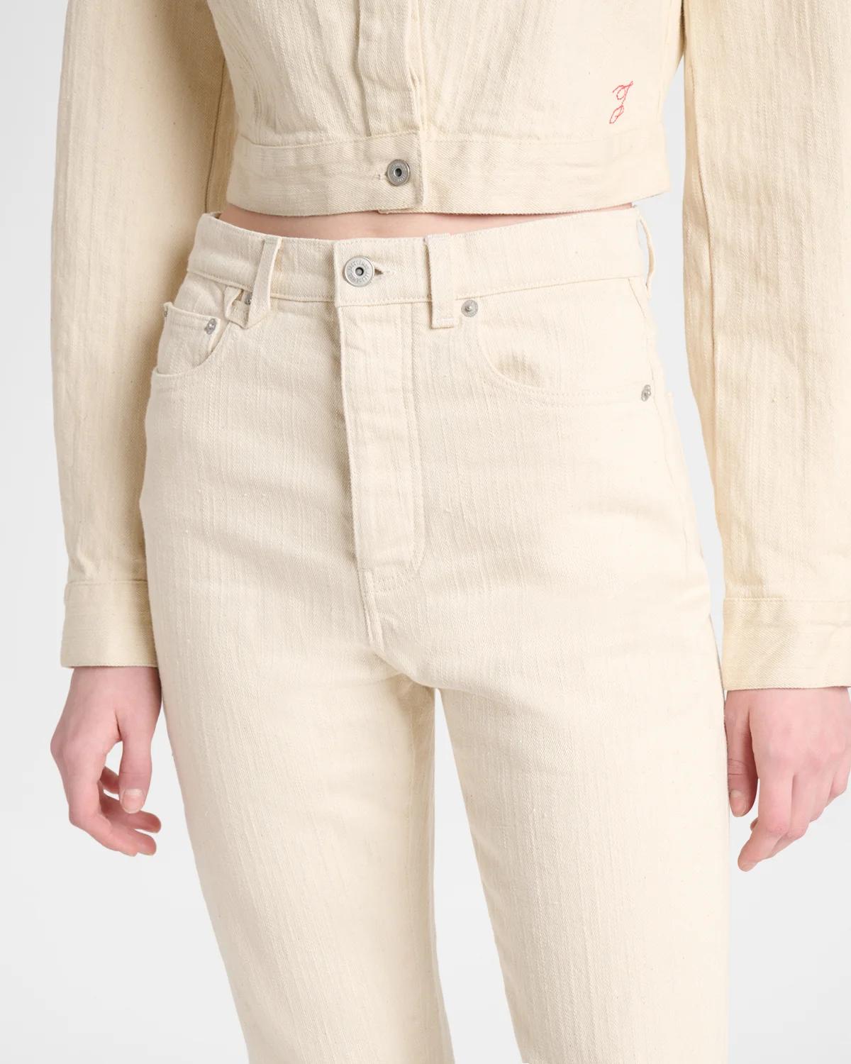 Le De-Nimes Textured Straight-Leg Jeans - thumbnail 5