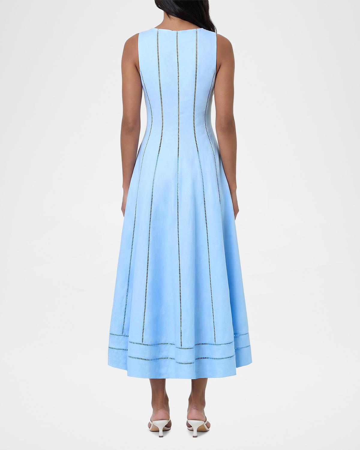 Lark Linen Lattice-Trim Midi Dress - thumbnail 3