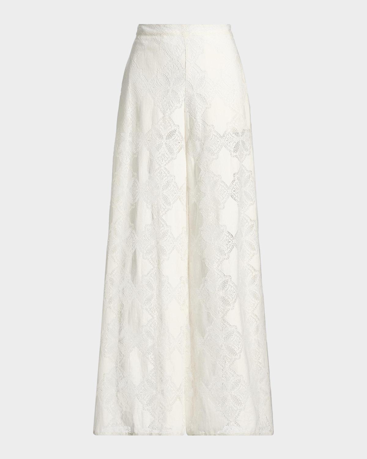 Ravi Jacquard Lace Wide-Leg Pants