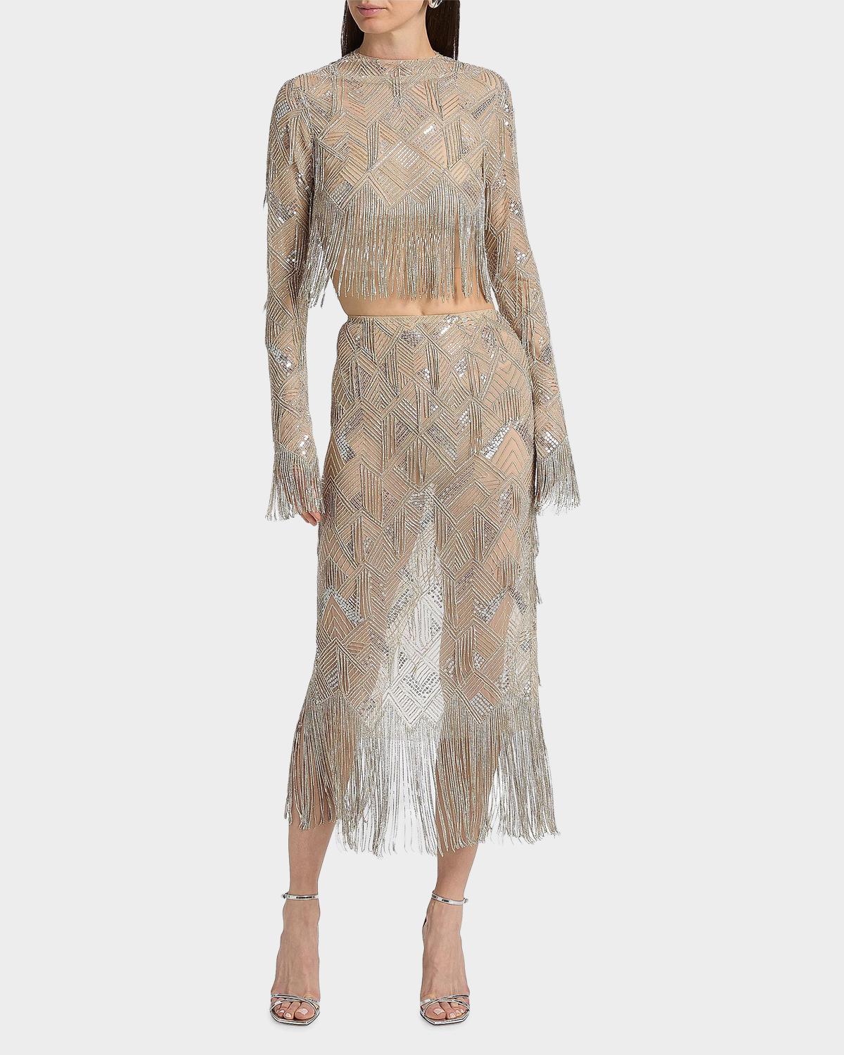 Geometric Crystal Fringe Crop Top - thumbnail 2