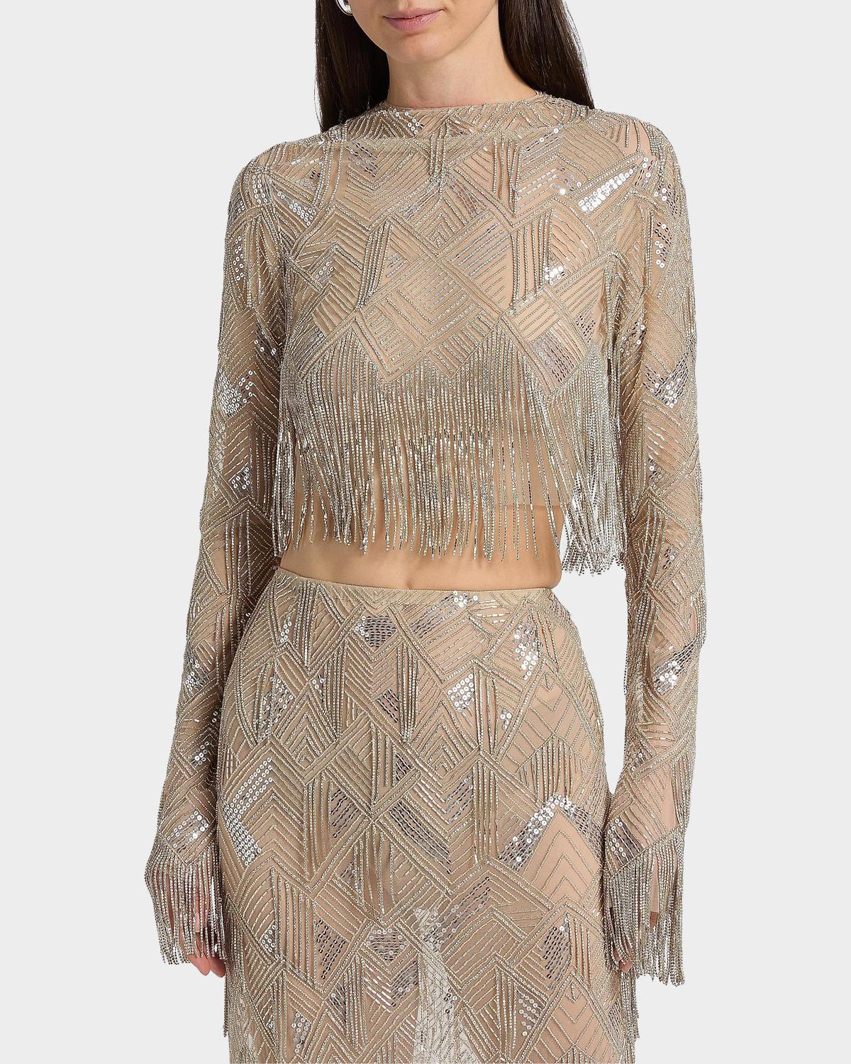 Geometric Crystal Fringe Crop Top - thumbnail 4