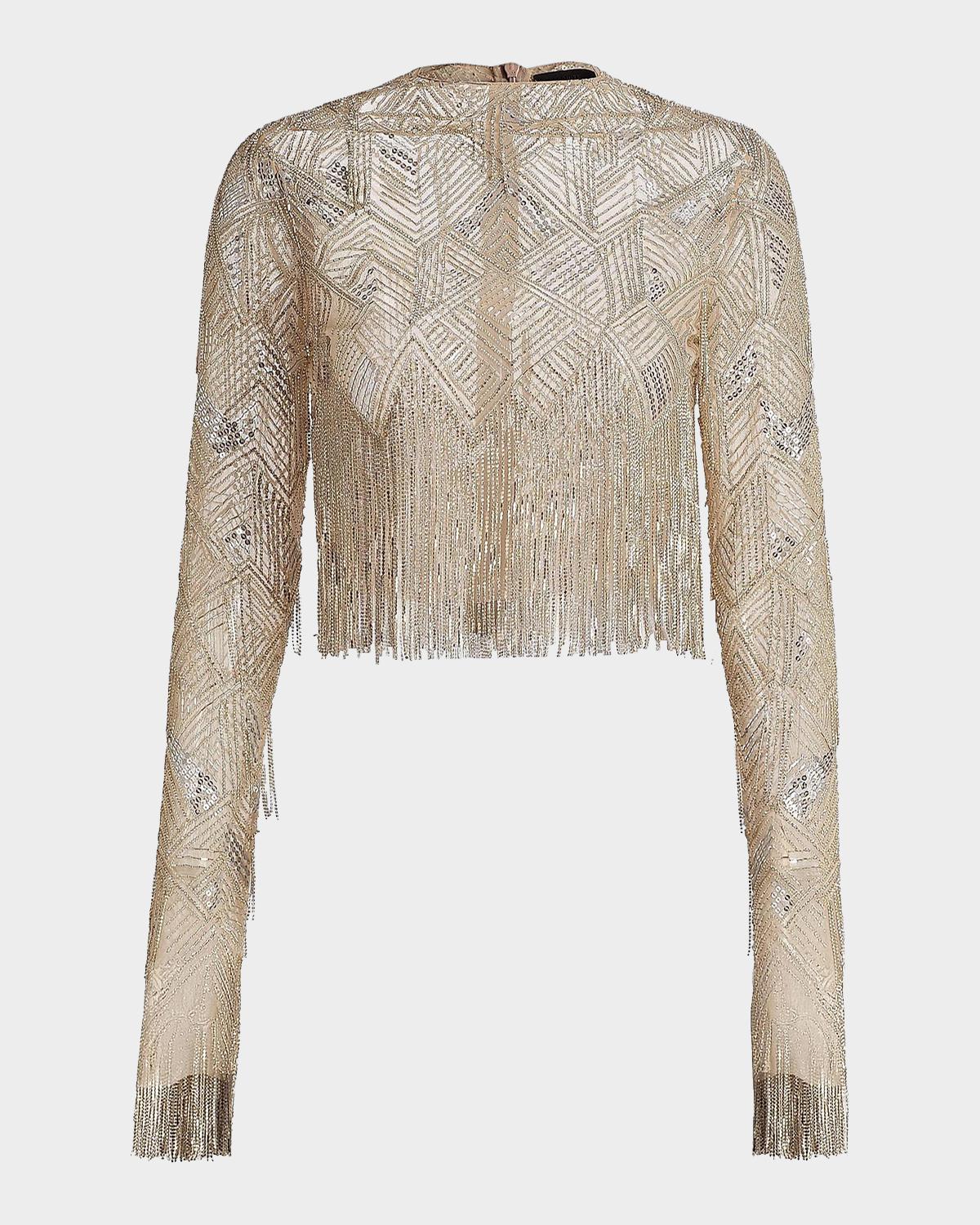 Geometric Crystal Fringe Crop Top