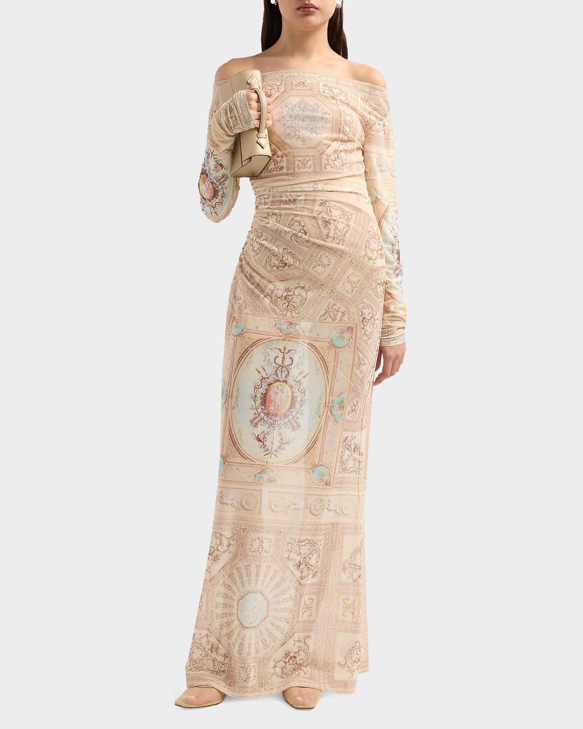 Gathered Mesh Jersey Off-The-Shoulder Dress - thumbnail 2