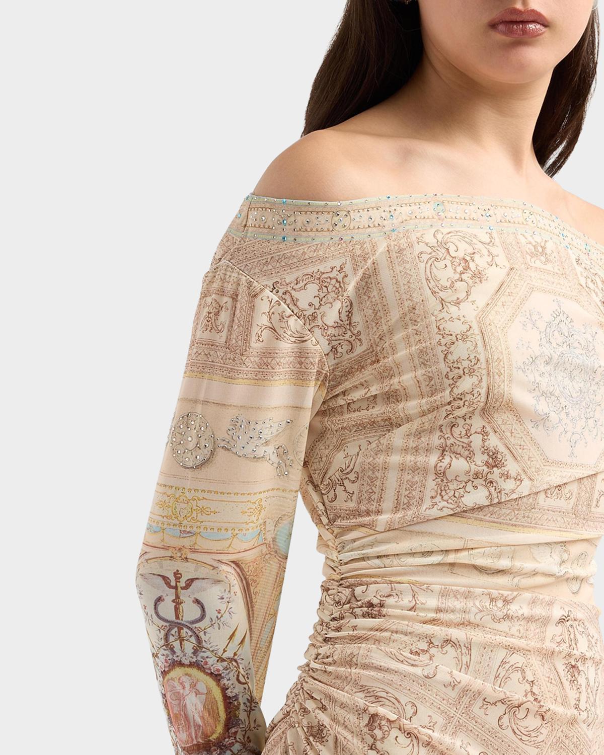 Gathered Mesh Jersey Off-The-Shoulder Dress - thumbnail 5