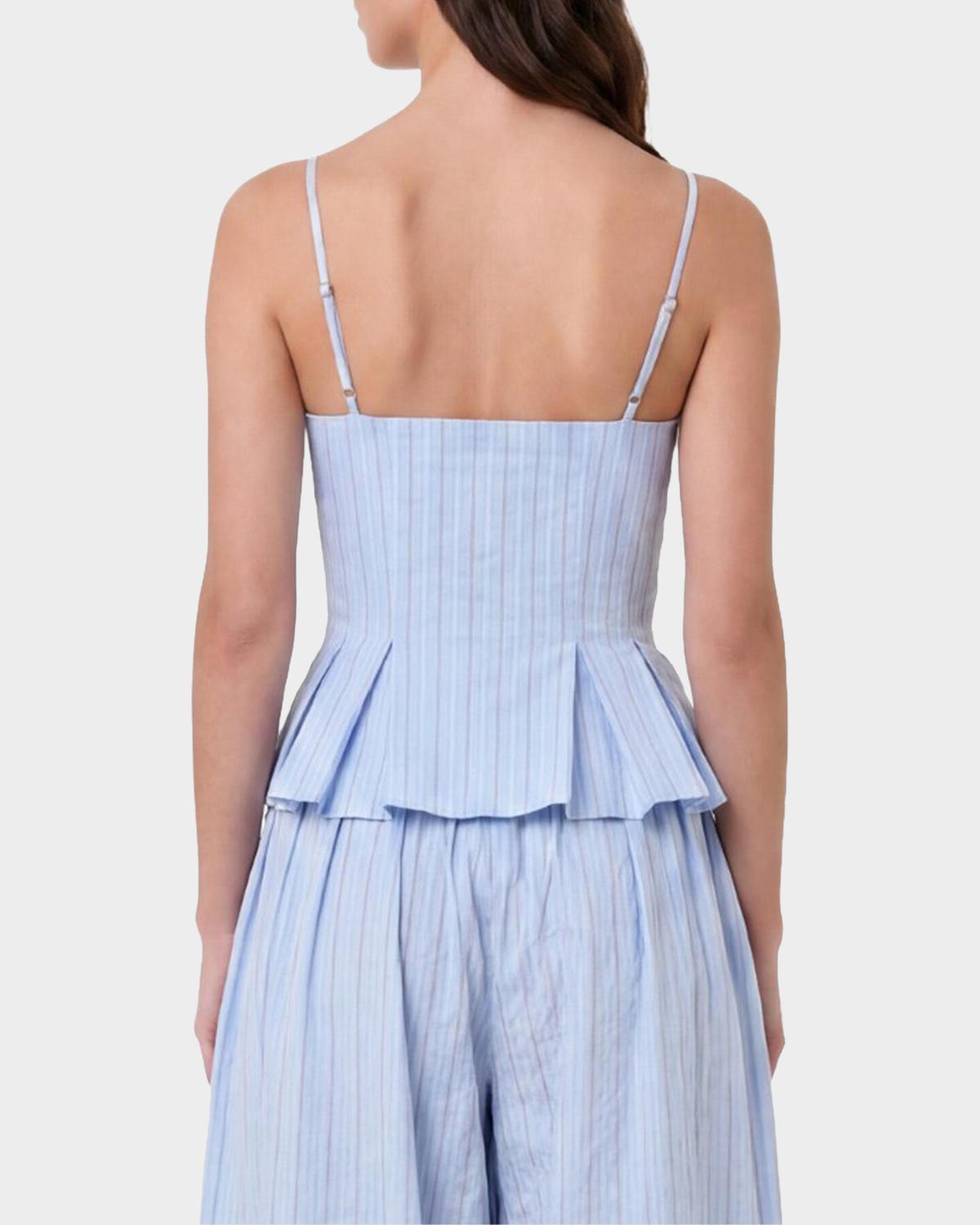 Staci Striped Seersucker Peplum Top - thumbnail 3