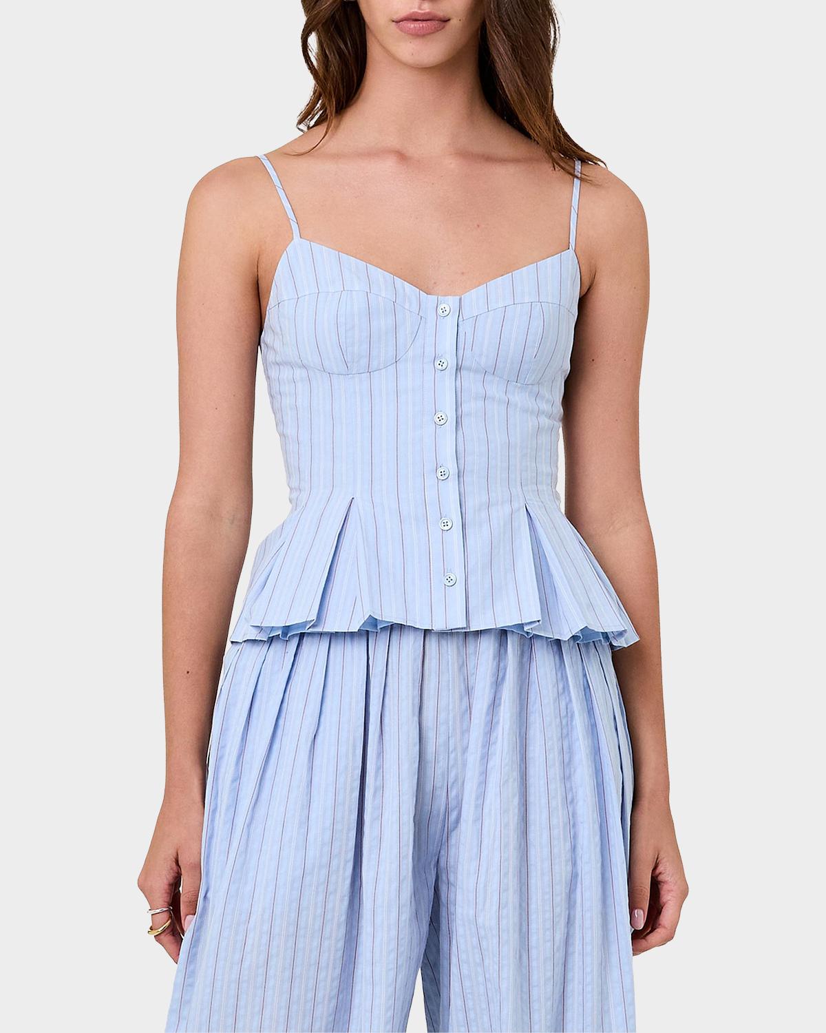Staci Striped Seersucker Peplum Top - thumbnail 4