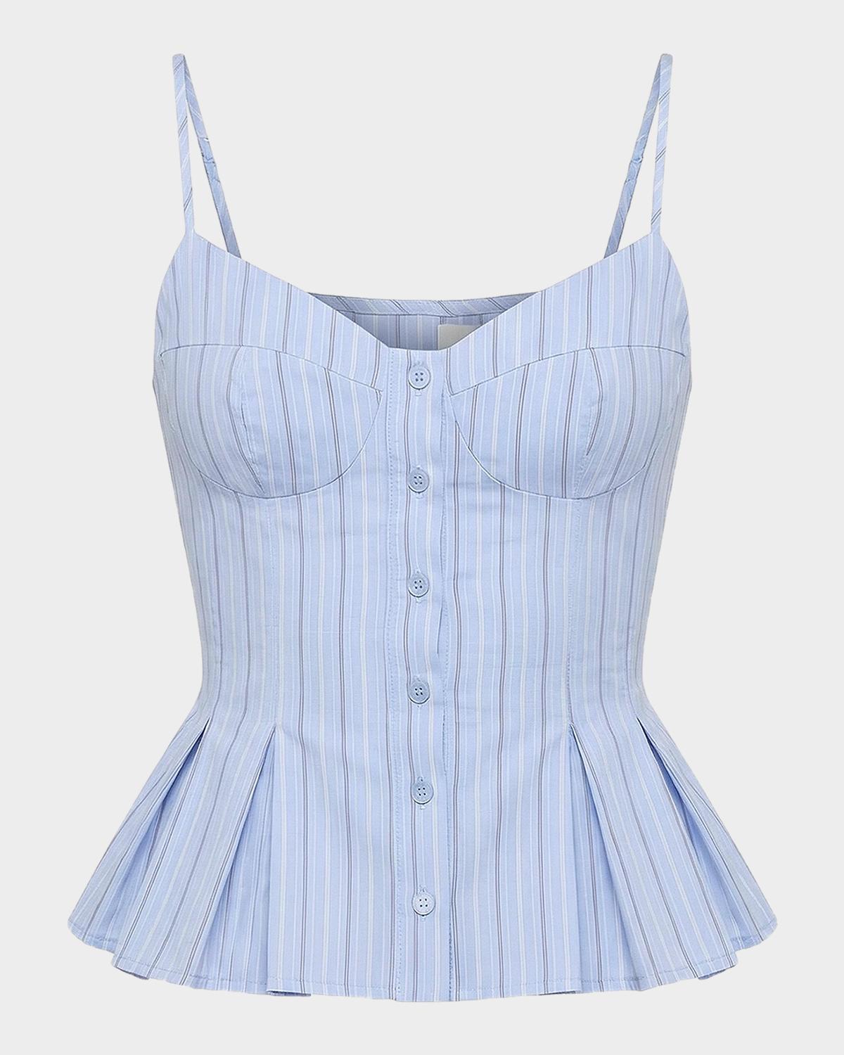 Staci Striped Seersucker Peplum Top