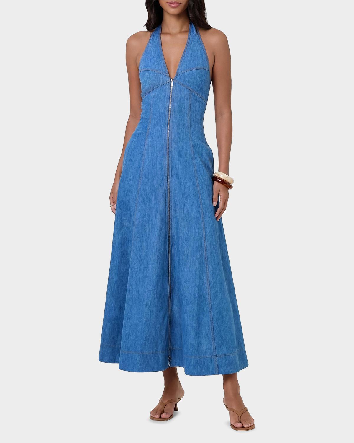Elsa Halter Denim Maxi Dress - thumbnail 2