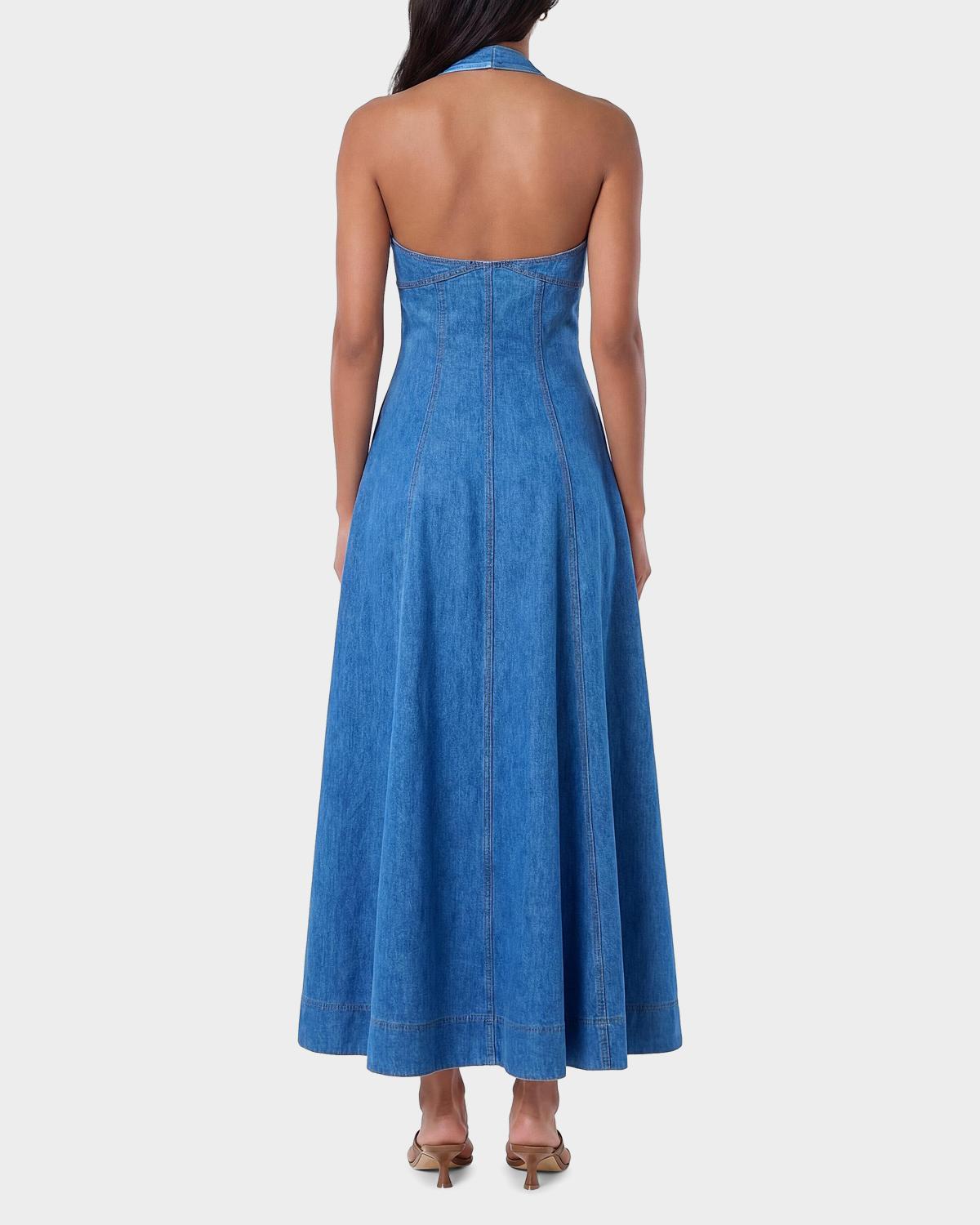 Elsa Halter Denim Maxi Dress - thumbnail 3