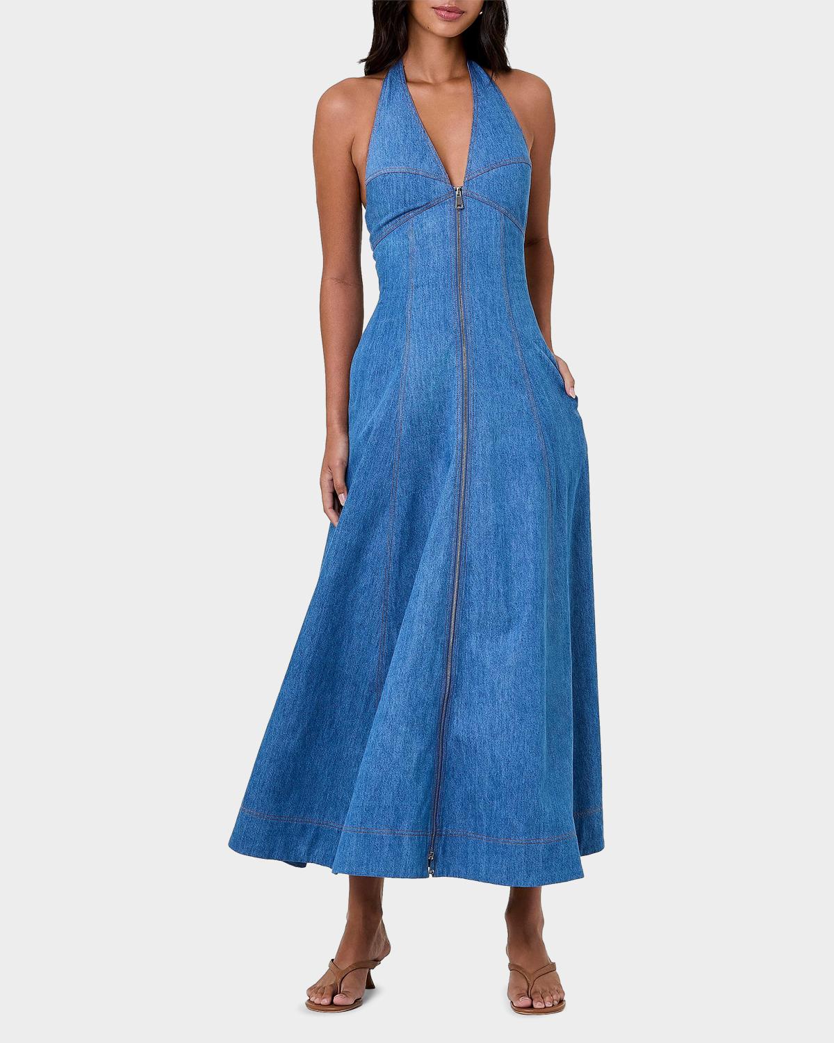 Elsa Halter Denim Maxi Dress - thumbnail 4