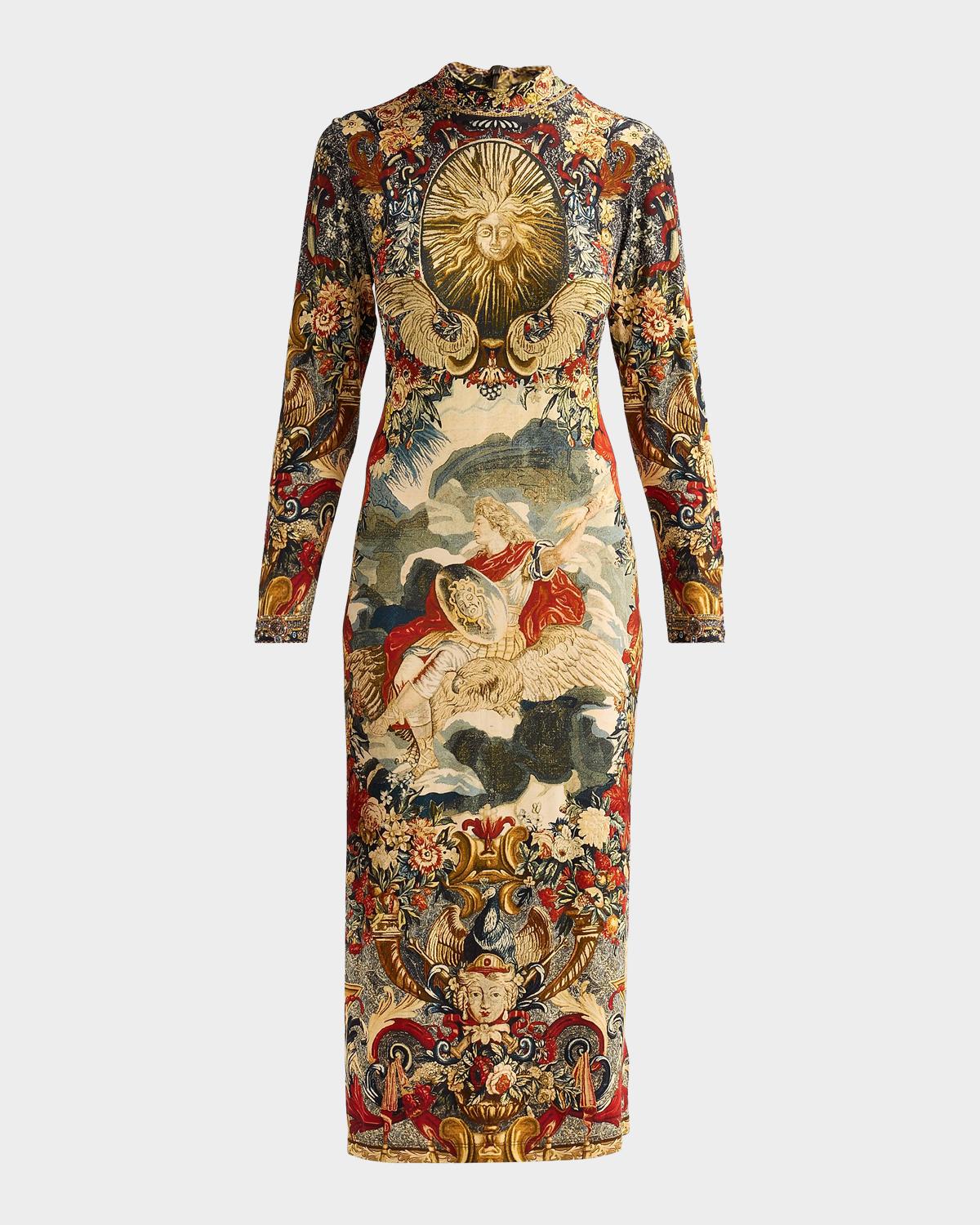 Meet Me At The Met Jersey Turtleneck Midi Dress