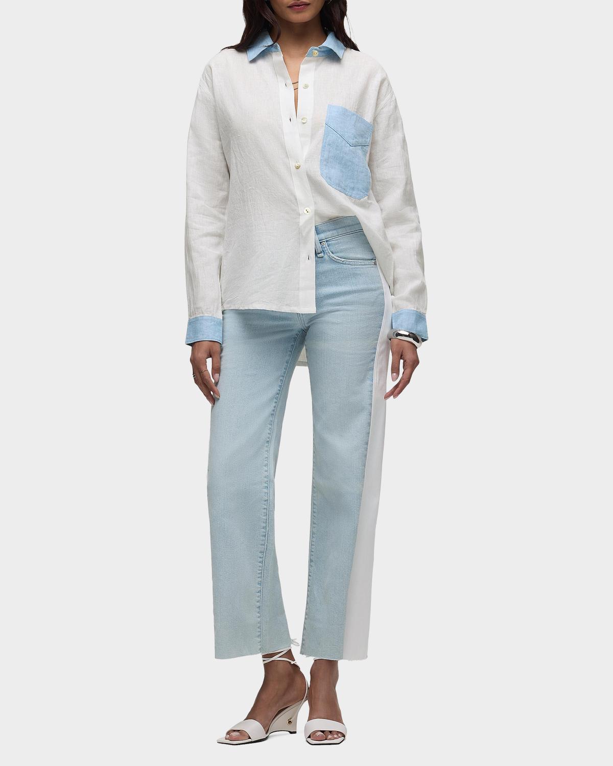 Oversized Linen Button-Front Shirt - thumbnail 2
