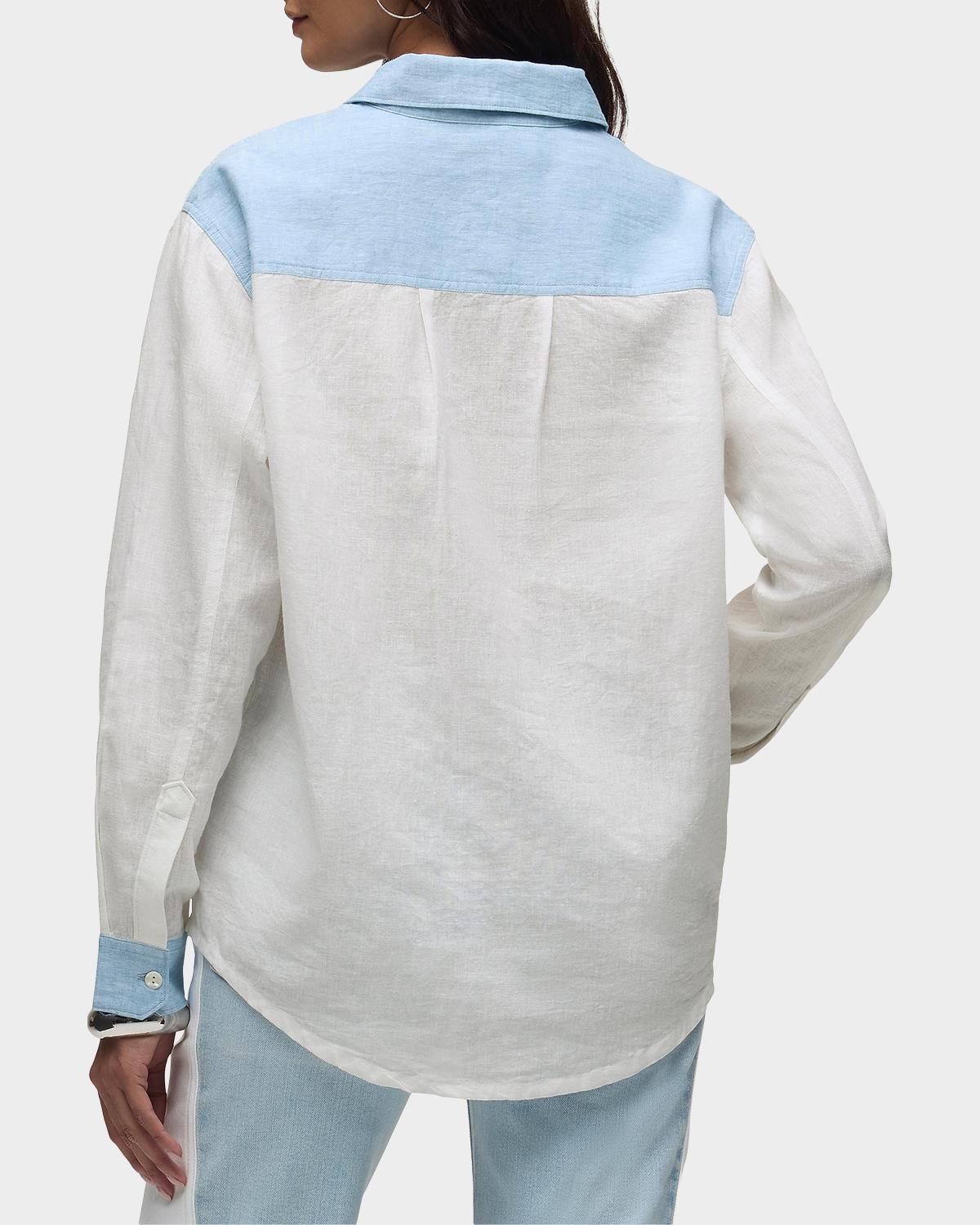 Oversized Linen Button-Front Shirt - thumbnail 3