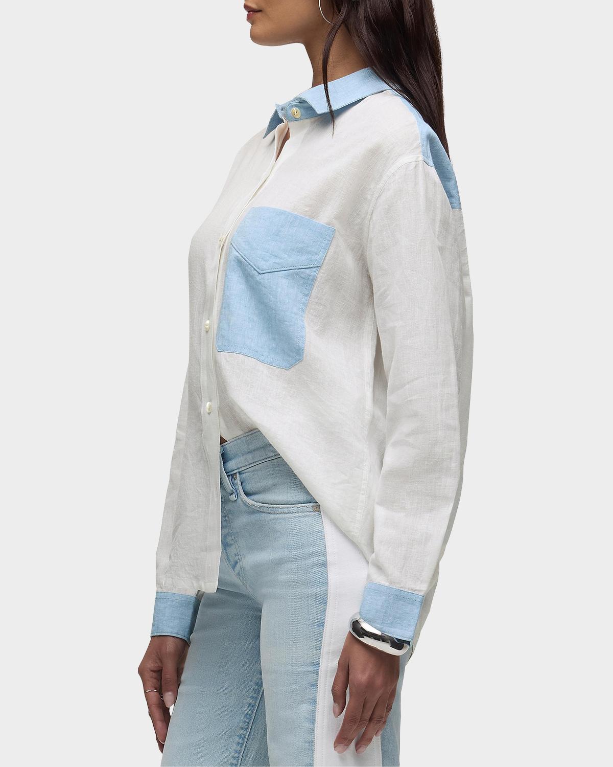 Oversized Linen Button-Front Shirt - thumbnail 6