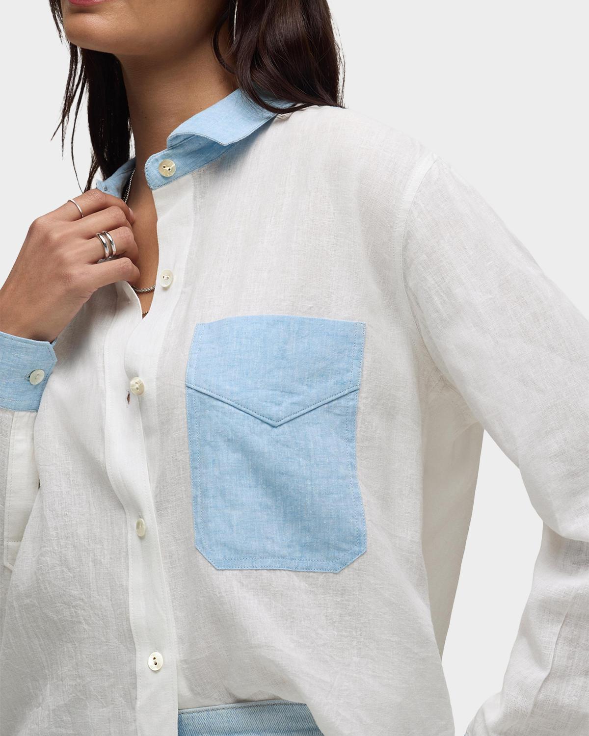 Oversized Linen Button-Front Shirt - thumbnail 7