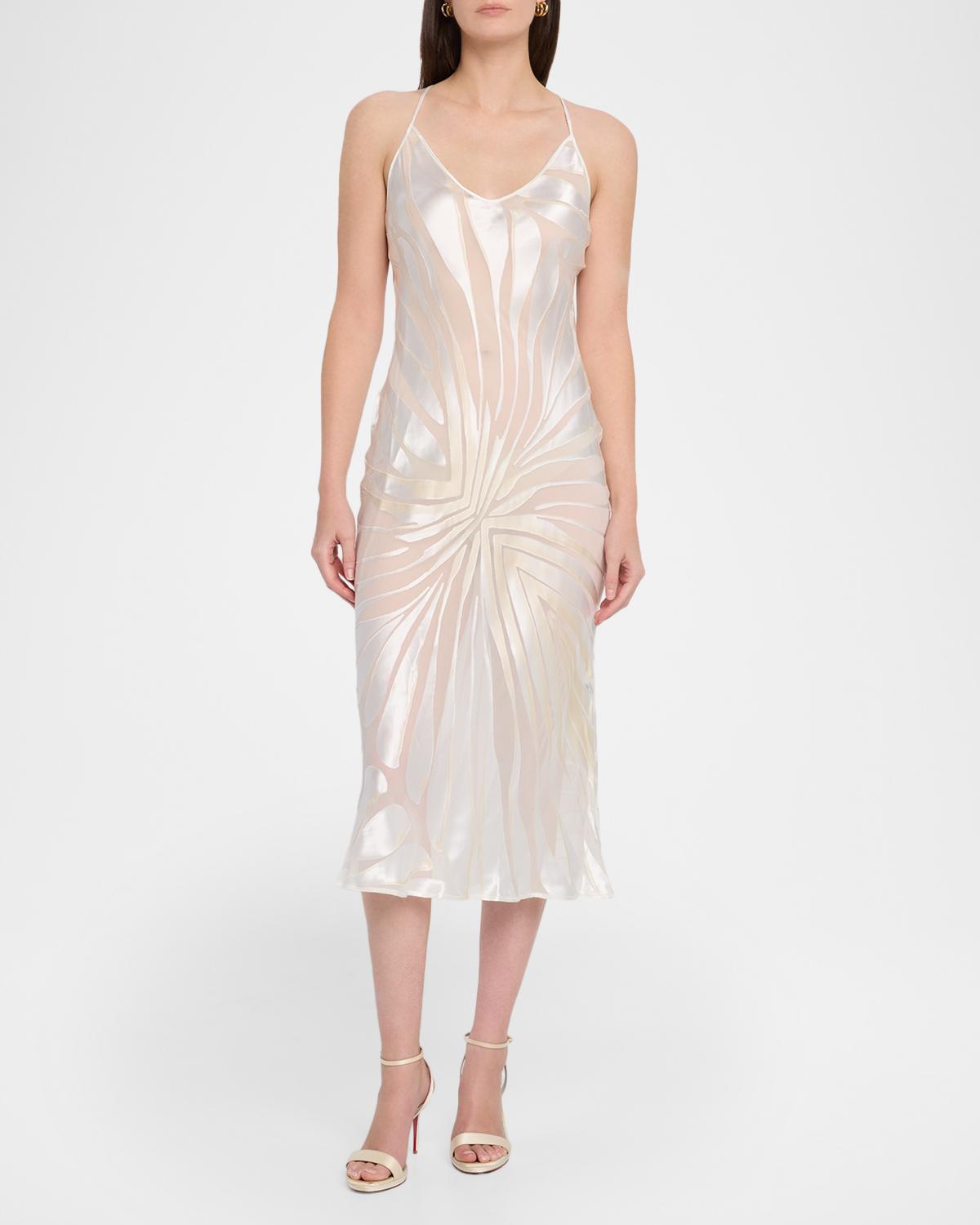 Sleeveless Ray Devoré Backless Midi Slip Dress - thumbnail 7