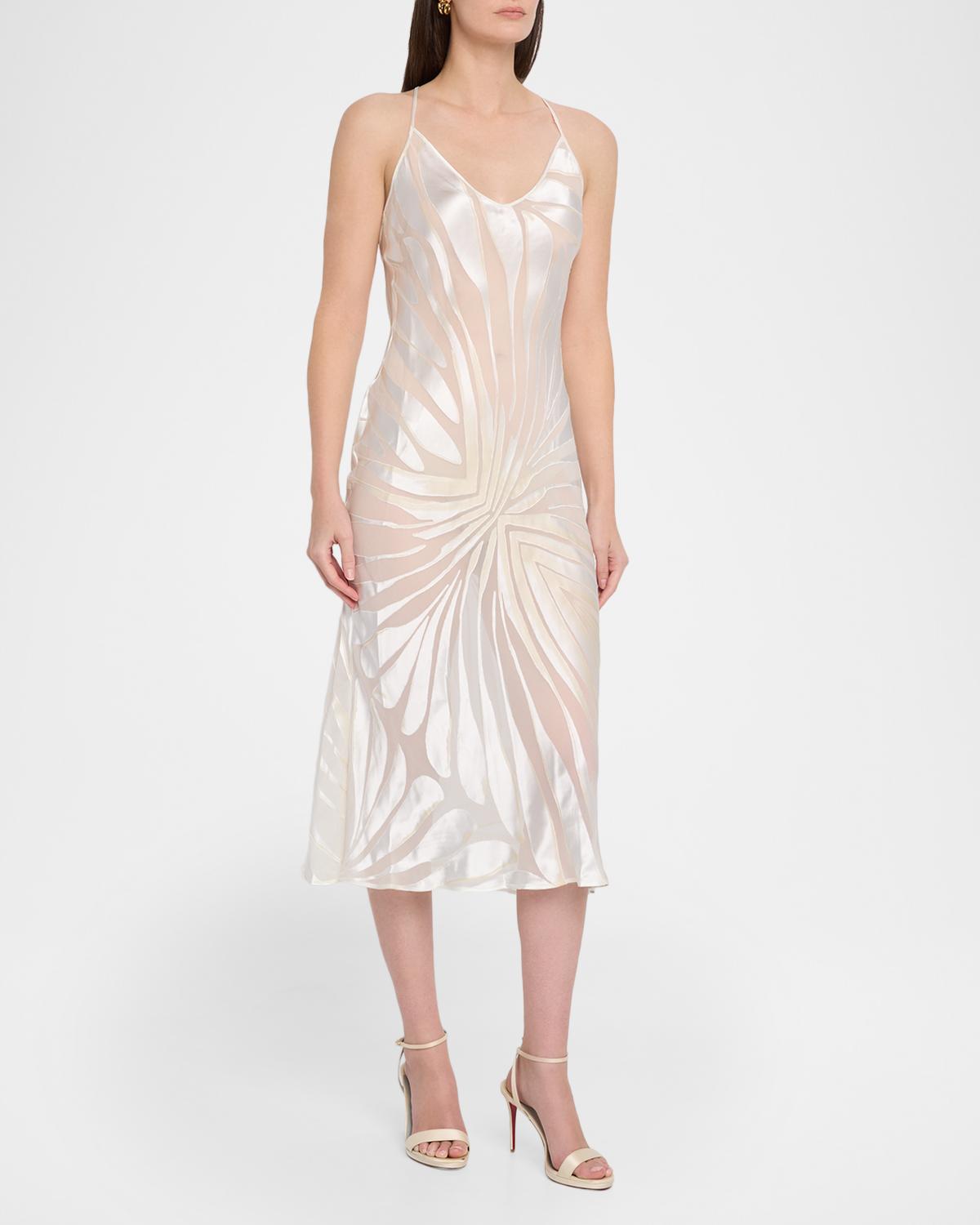 Sleeveless Ray Devoré Backless Midi Slip Dress - thumbnail 9
