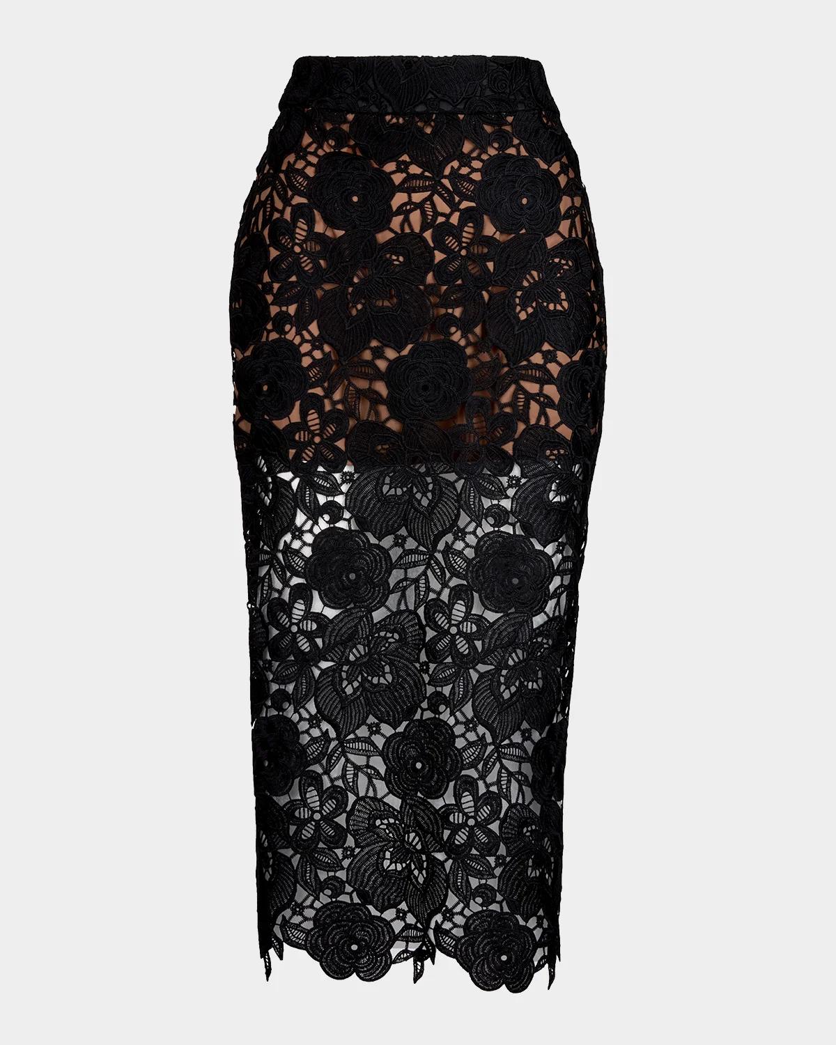 Guipure Lace Pencil Skirt