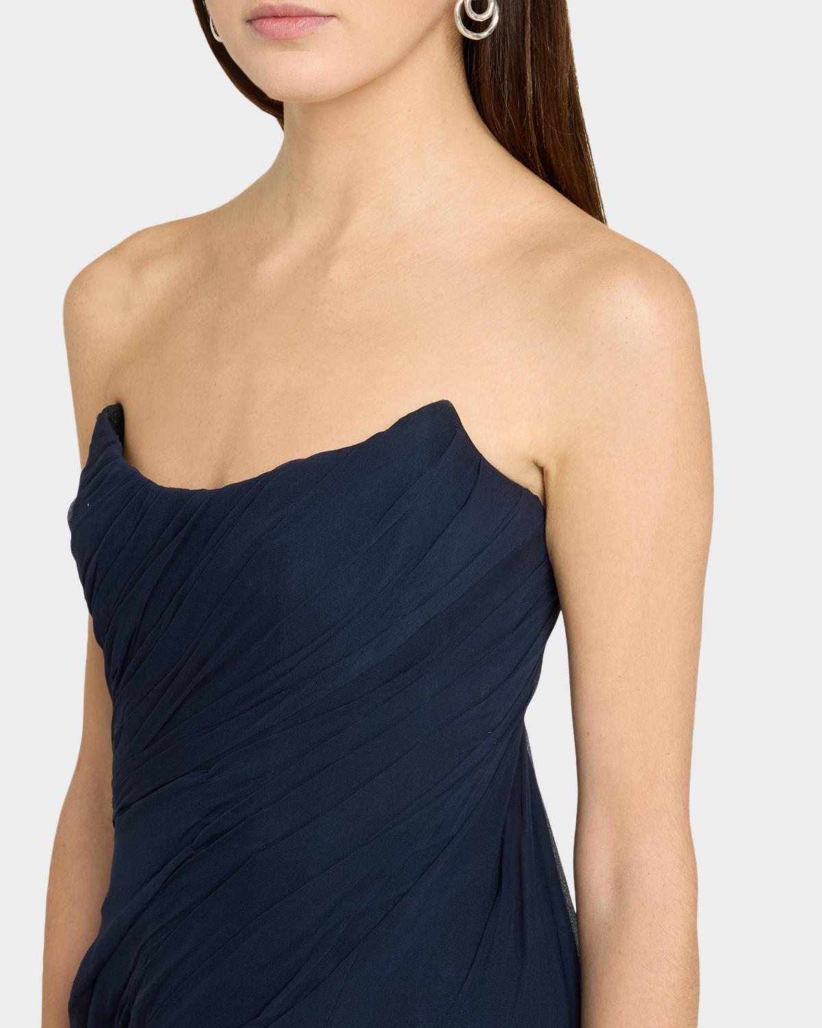 Strapless Draped Silk Chiffon A-Line Gown - thumbnail 5