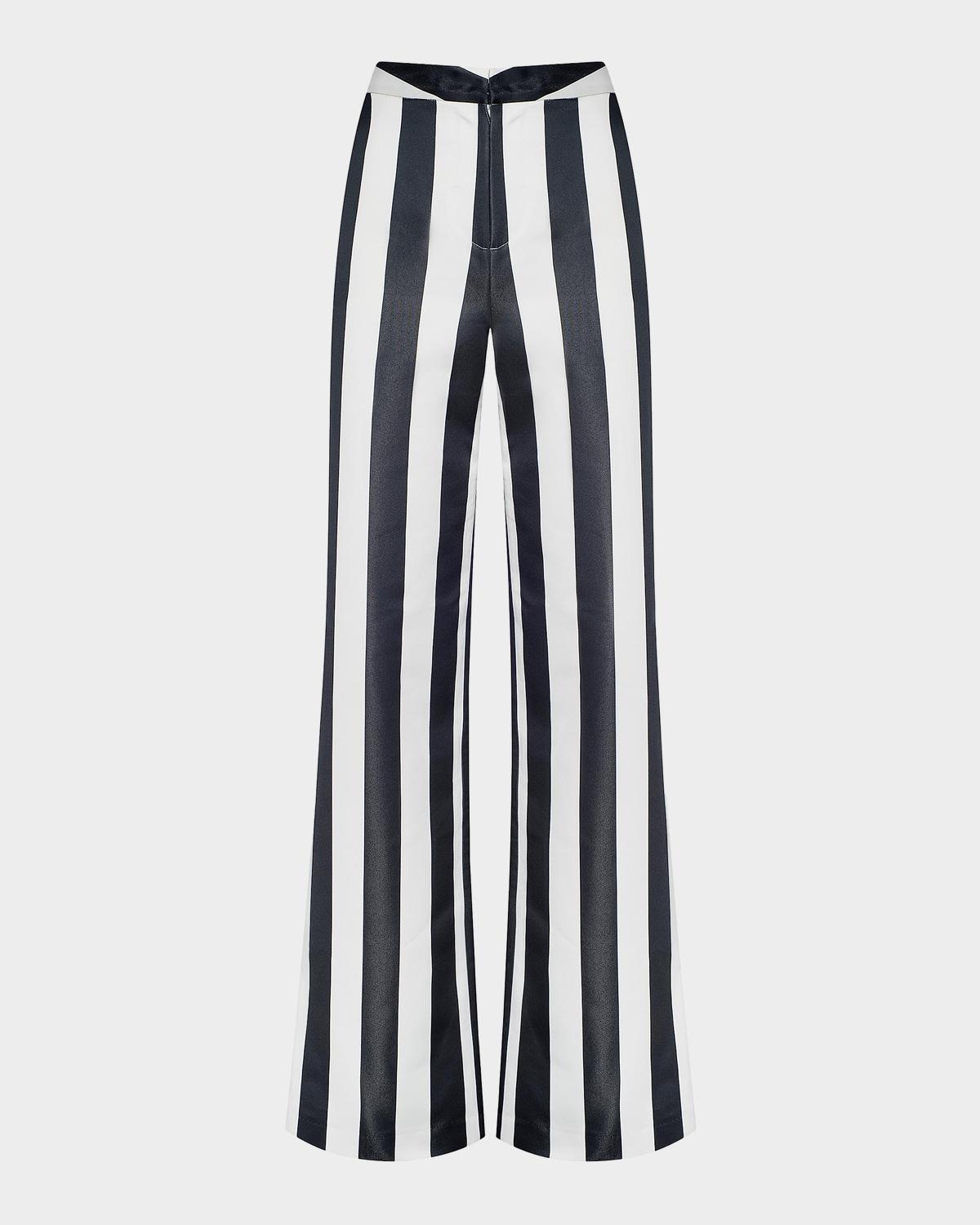 Livvy Striped Straight-Leg Trousers