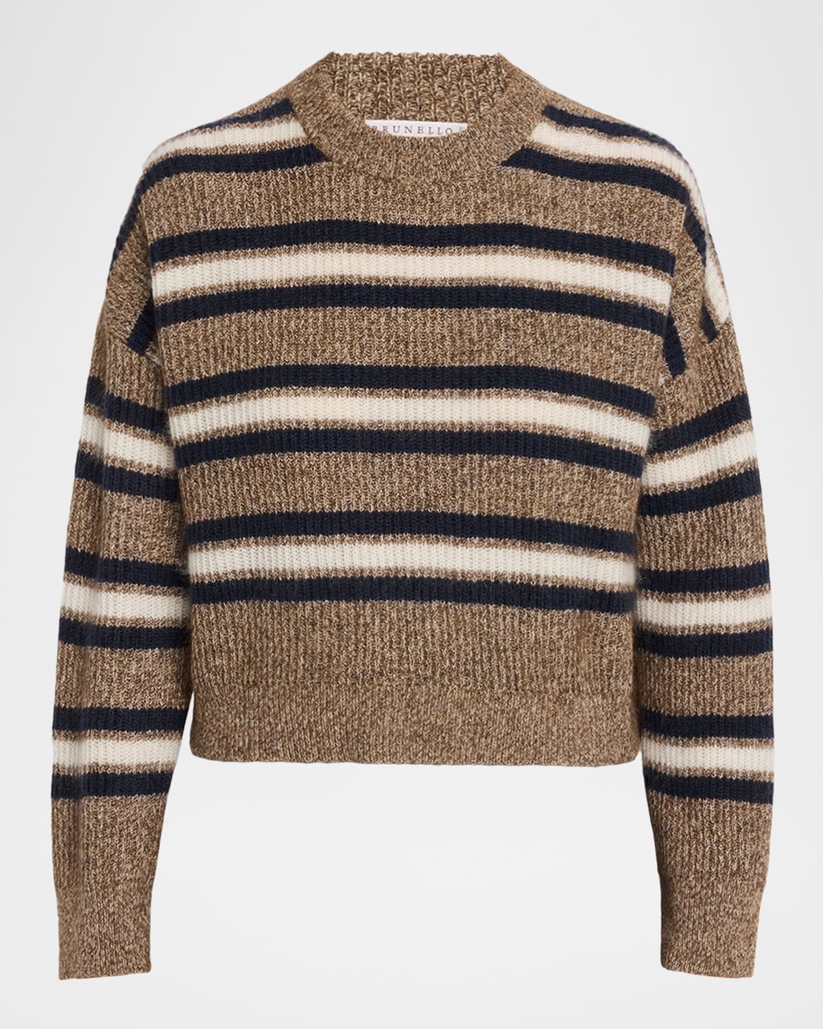 Brunello Cucinelli Cashmere-Mohair Striped Sweater | Neiman Marcus