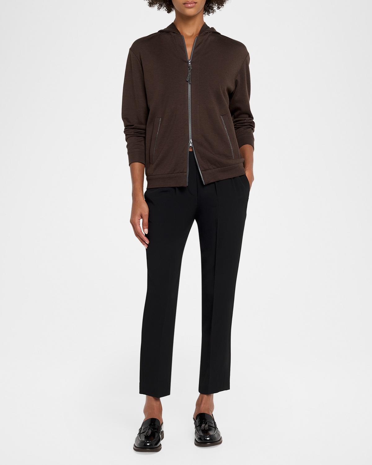 Silk Crepe Slim-Leg Ankle Pull-On Pants - thumbnail 7