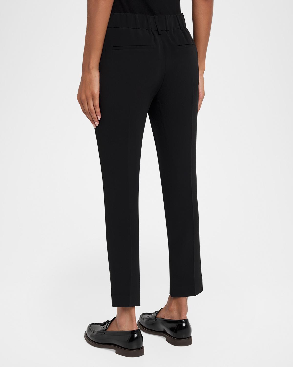 Silk Crepe Slim-Leg Ankle Pull-On Pants - thumbnail 8