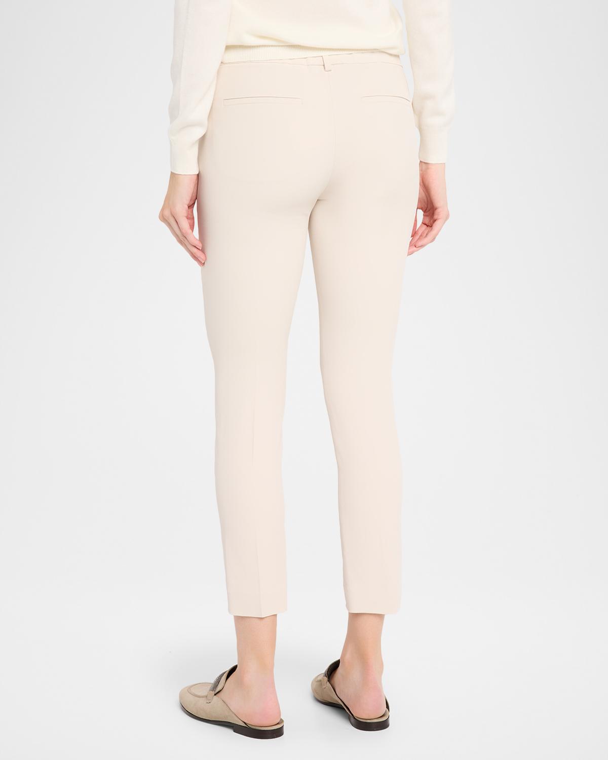 Silk Crepe Slim-Leg Ankle Pull-On Pants - thumbnail 3