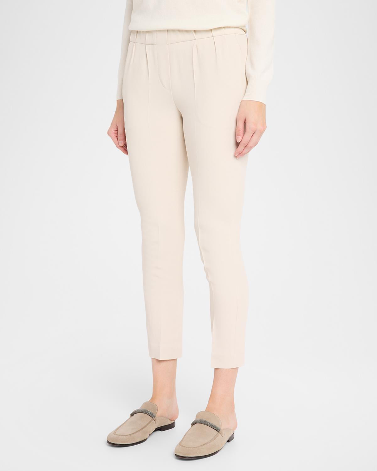 Silk Crepe Slim-Leg Ankle Pull-On Pants - thumbnail 4