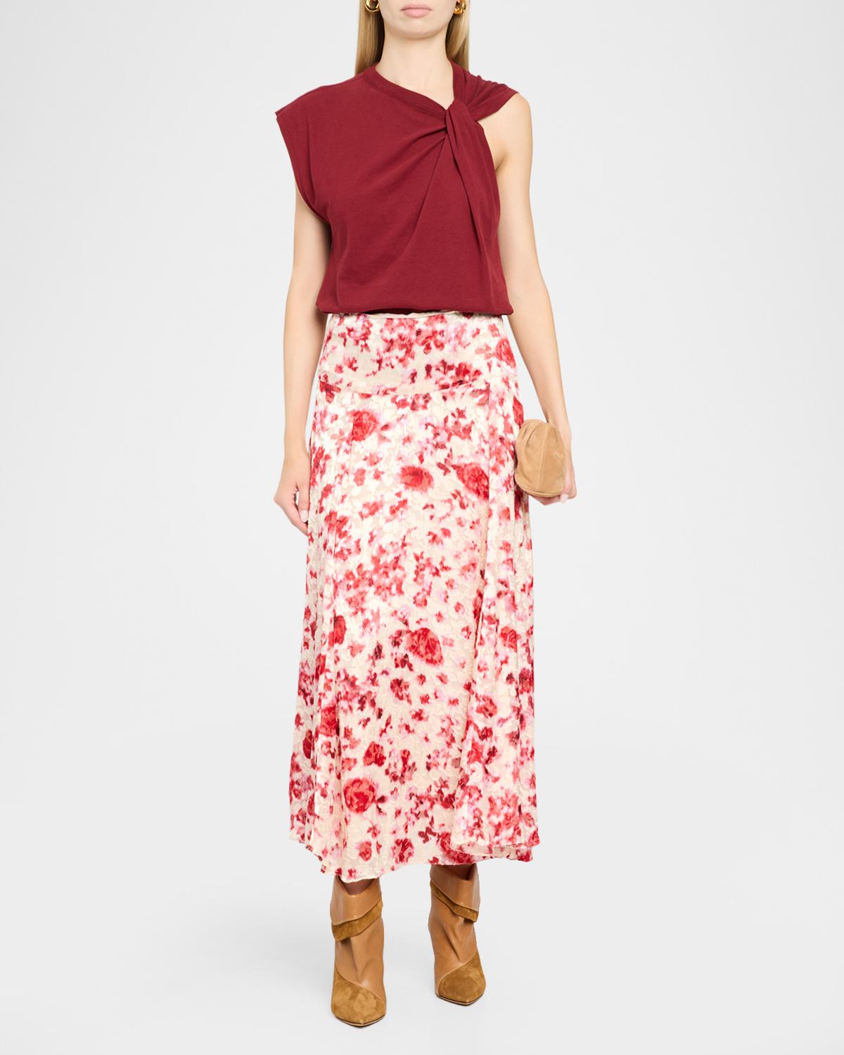 Hilza Floral Devoré Silk Georgette Midi Skirt - thumbnail 2