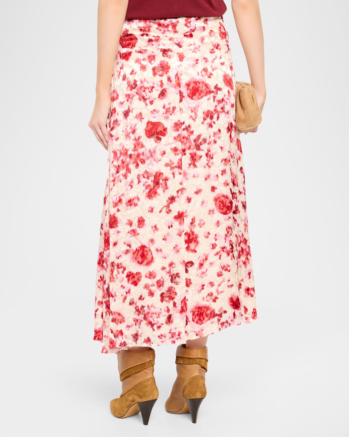 Hilza Floral Devoré Silk Georgette Midi Skirt - thumbnail 3