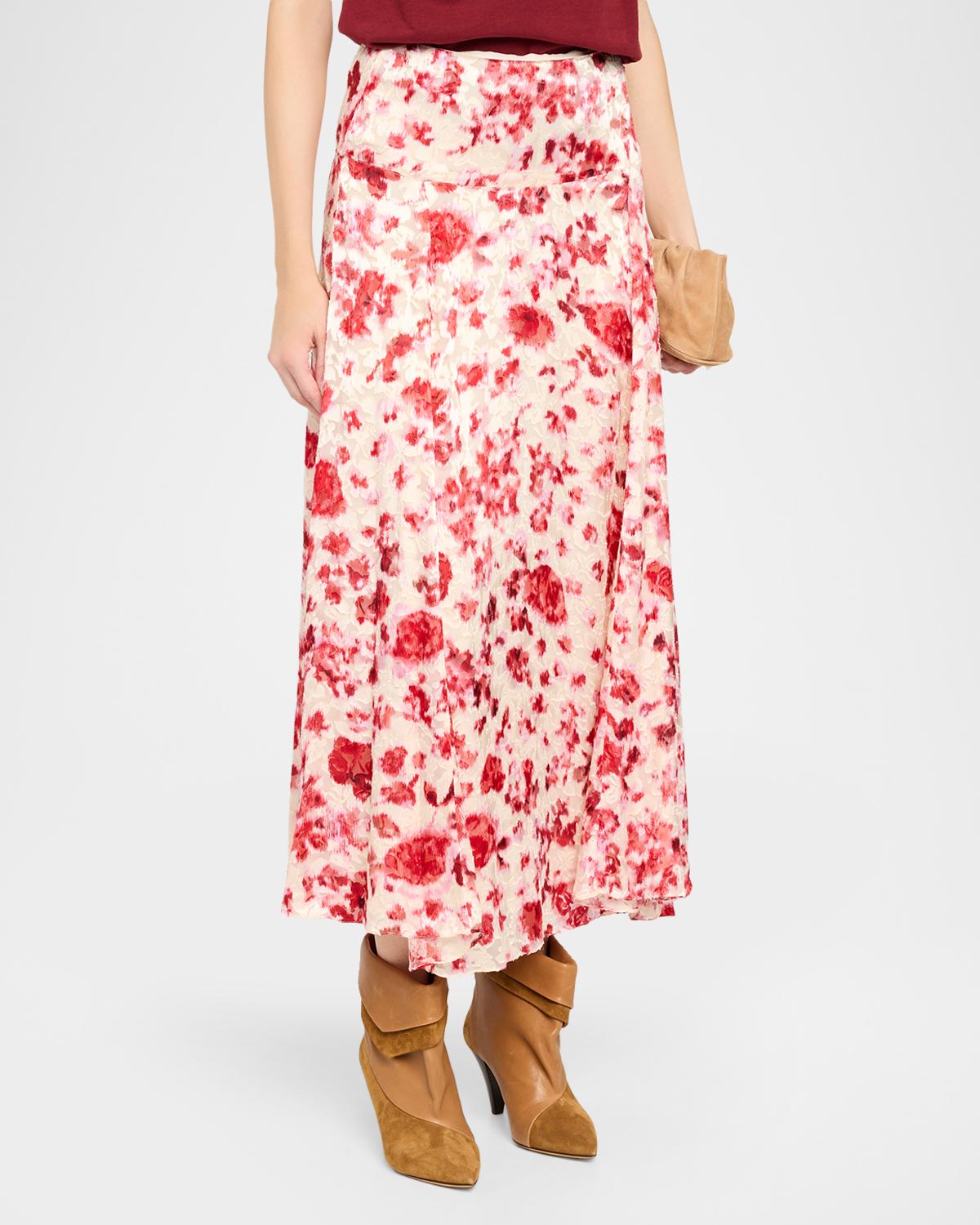 Hilza Floral Devoré Silk Georgette Midi Skirt - thumbnail 4