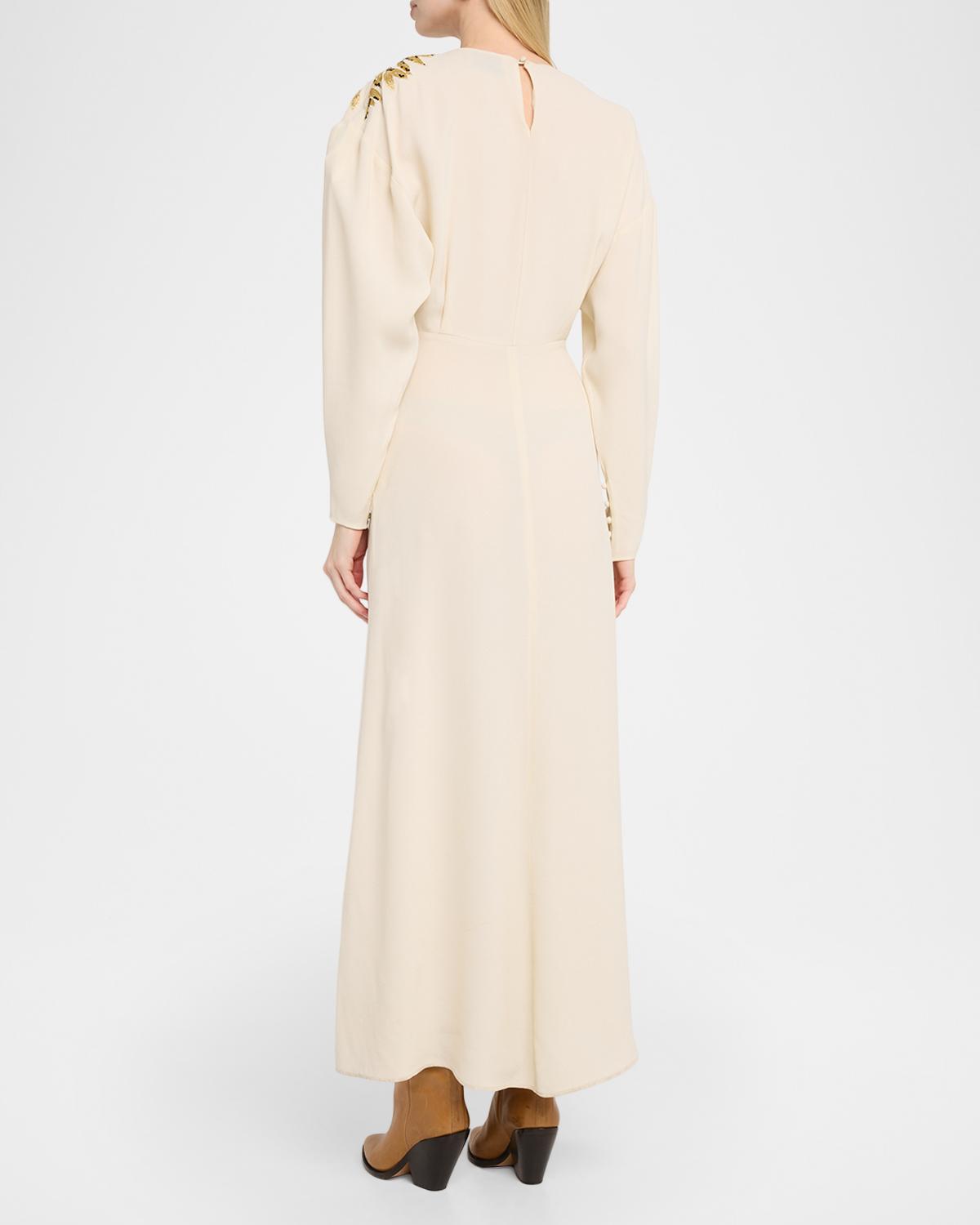 Samsha Embellished Crepe Long-Sleeve Maxi Dress - thumbnail 3