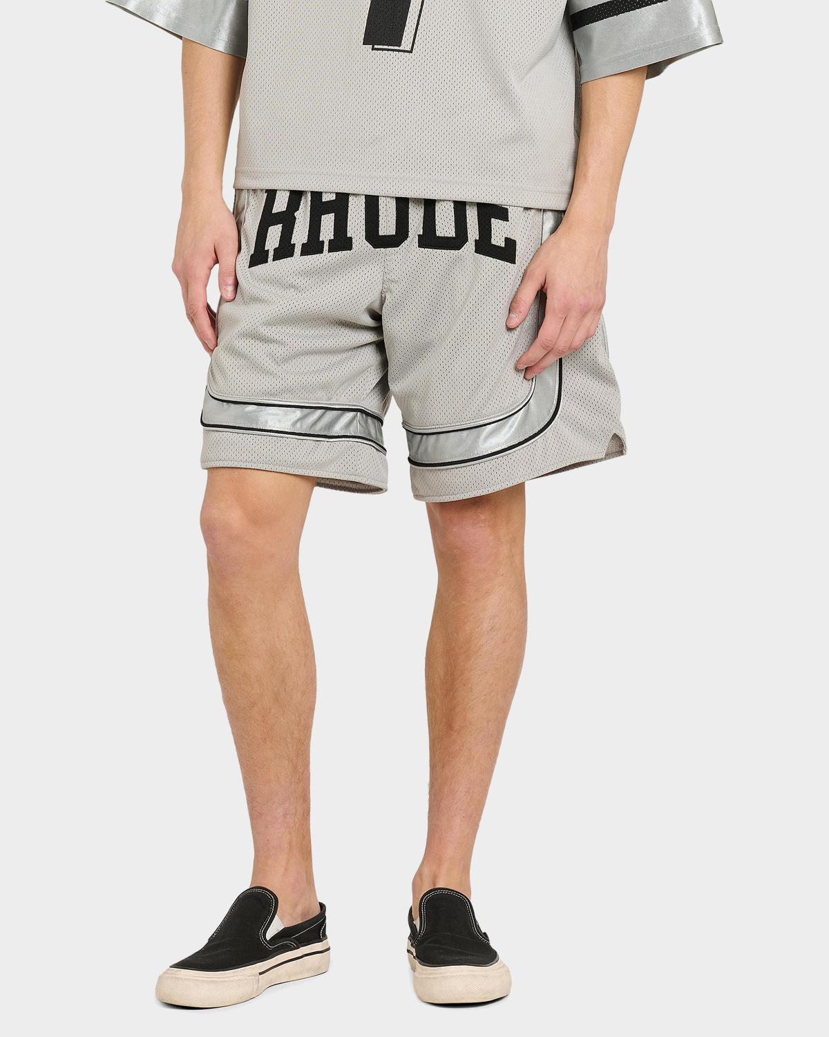 Rhude 남성 배기 메쉬 로고 드로스트링 반바지