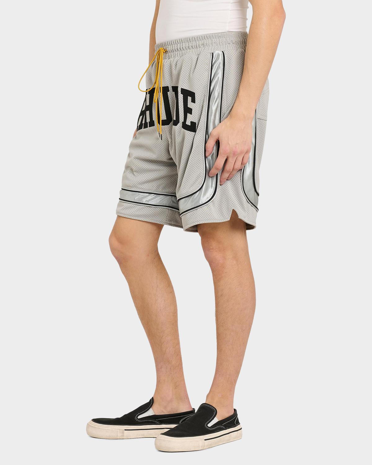 Rhude 남성 배기 메쉬 로고 드로스트링 반바지