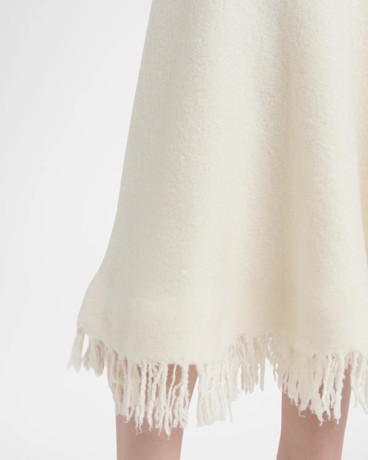 Wool Knit Fringe Midi Trumpet Skirt - thumbnail 5