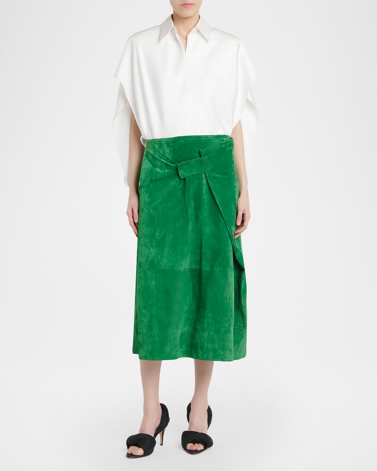 Suede Midi Wrap Skirt - thumbnail 2