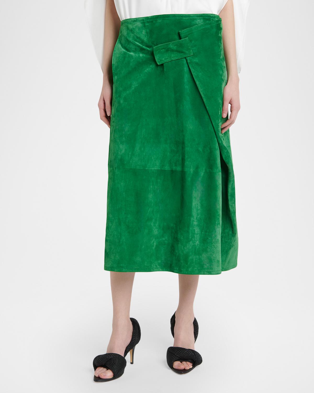 Suede Midi Wrap Skirt - thumbnail 4