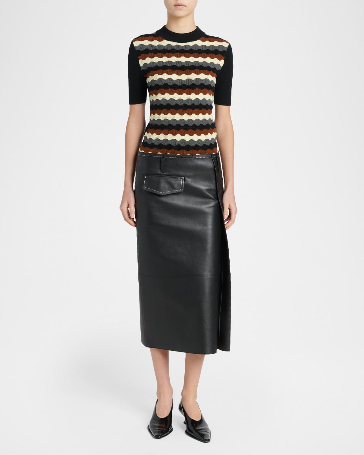 3D Wave Short-Sleeve Wool Sweater - thumbnail 2
