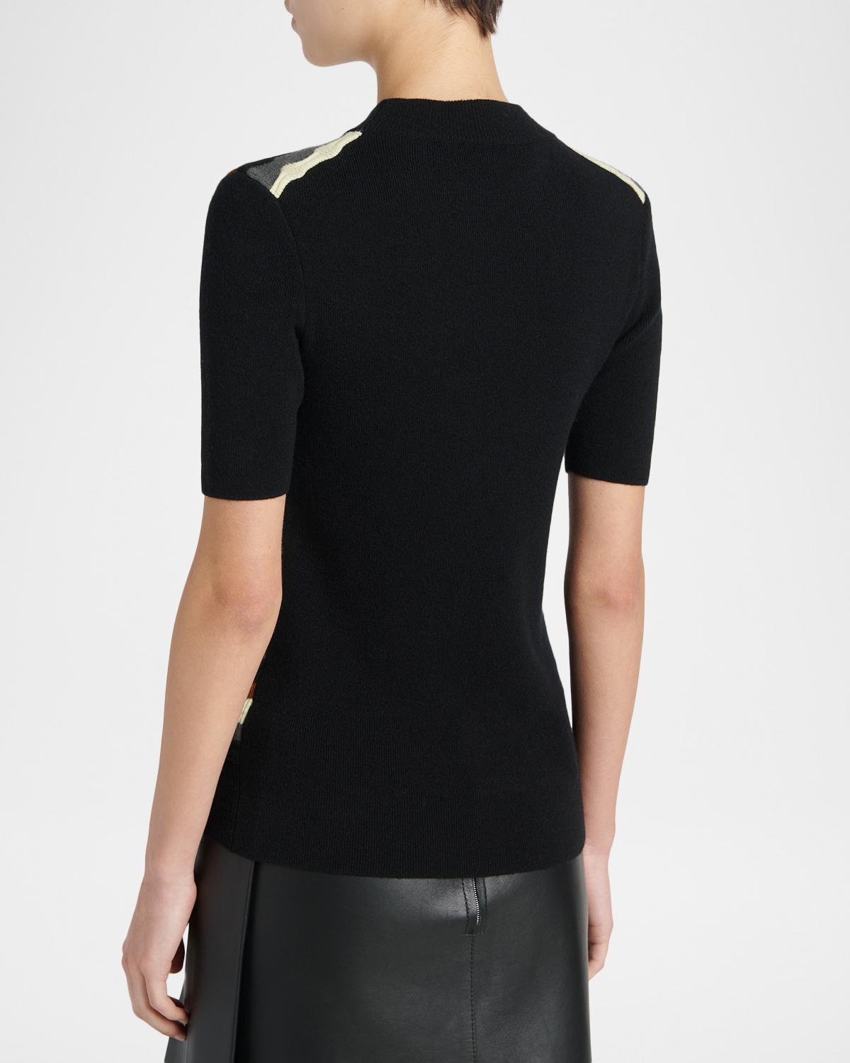 3D Wave Short-Sleeve Wool Sweater - thumbnail 3