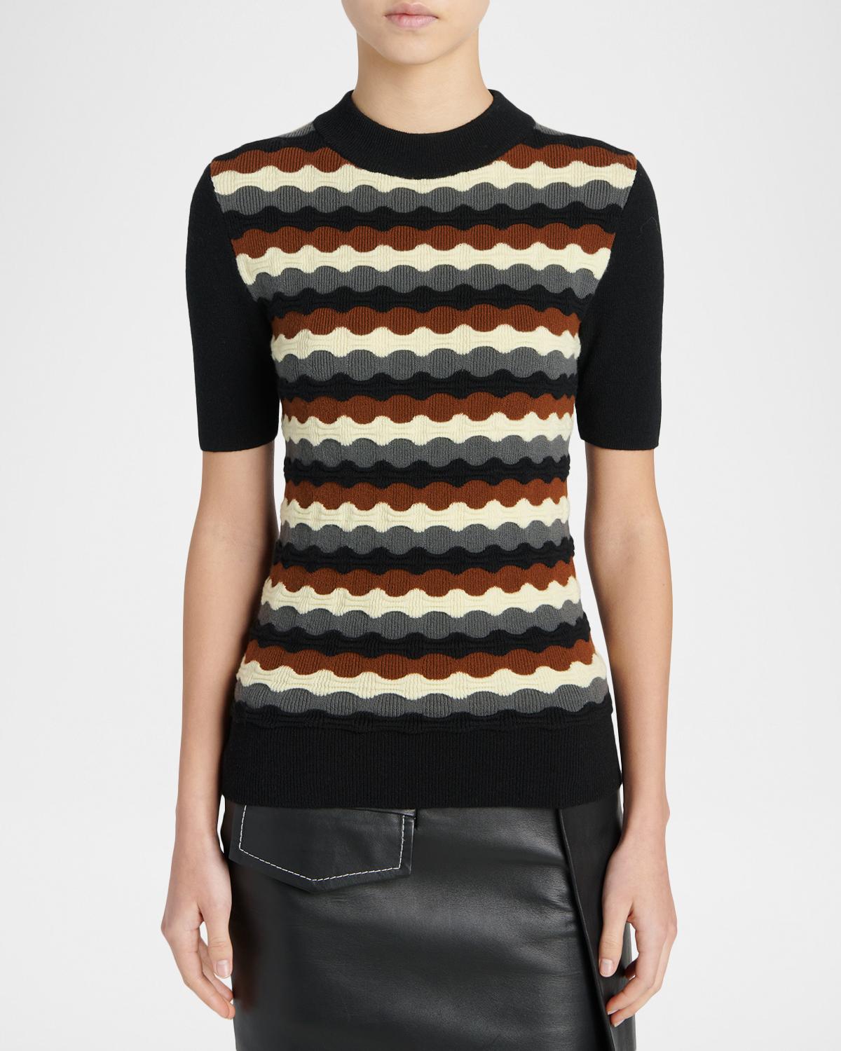 3D Wave Short-Sleeve Wool Sweater - thumbnail 4