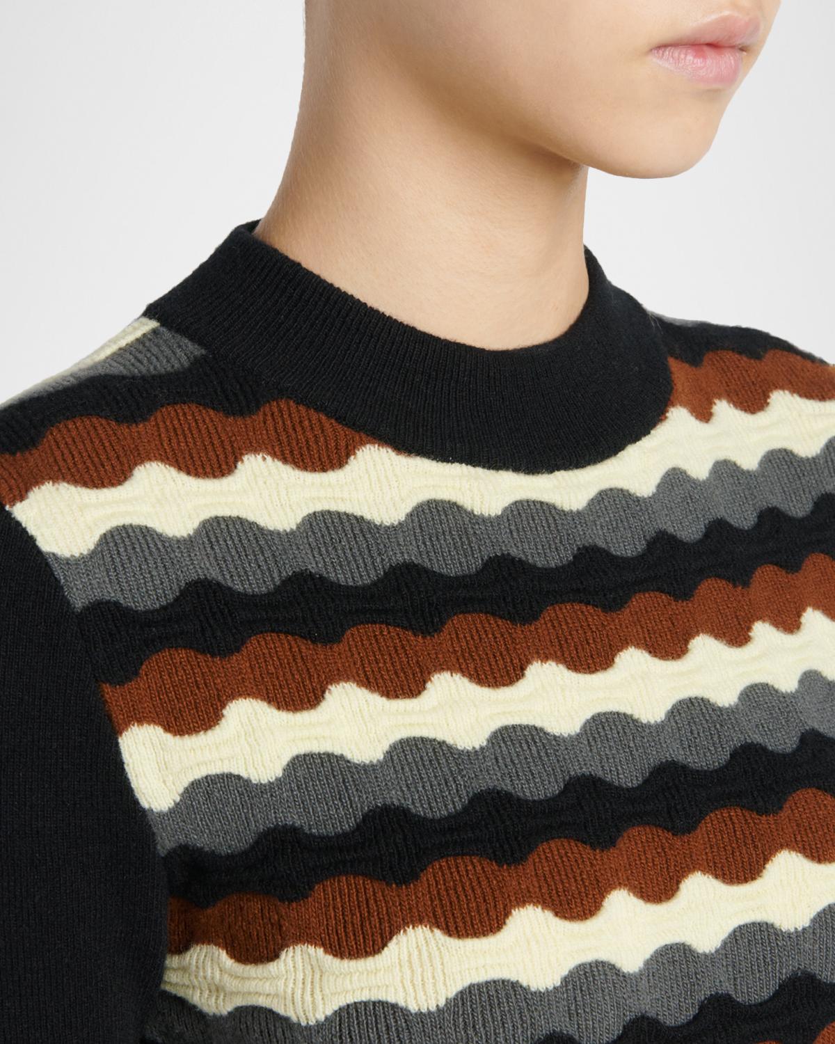 3D Wave Short-Sleeve Wool Sweater - thumbnail 5