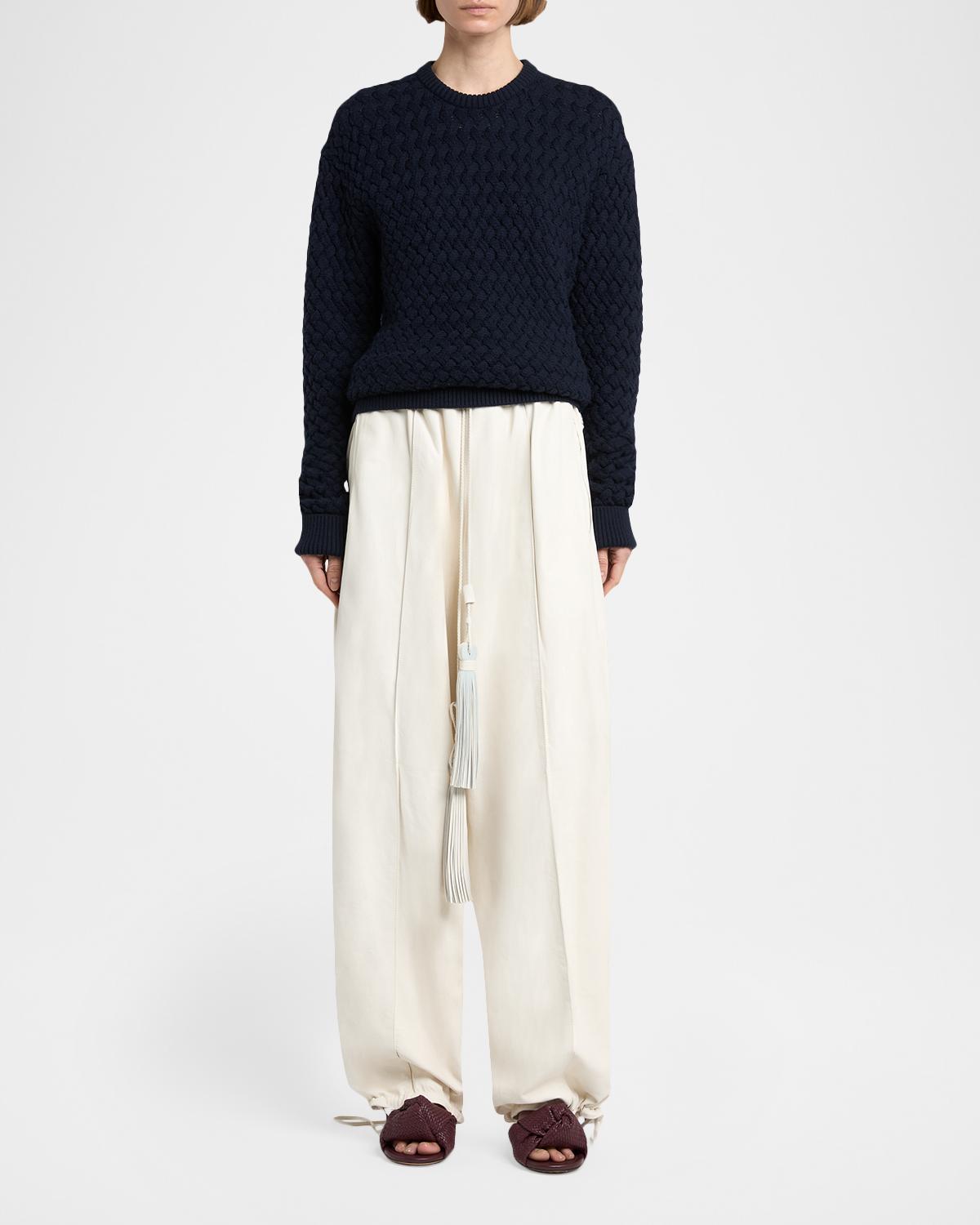 Leather Barrel-Leg Drawstring Trousers - thumbnail 2