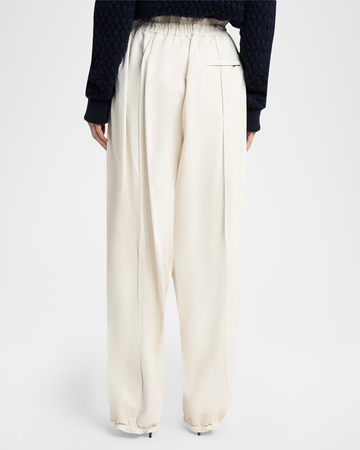Leather Barrel-Leg Drawstring Trousers - thumbnail 3