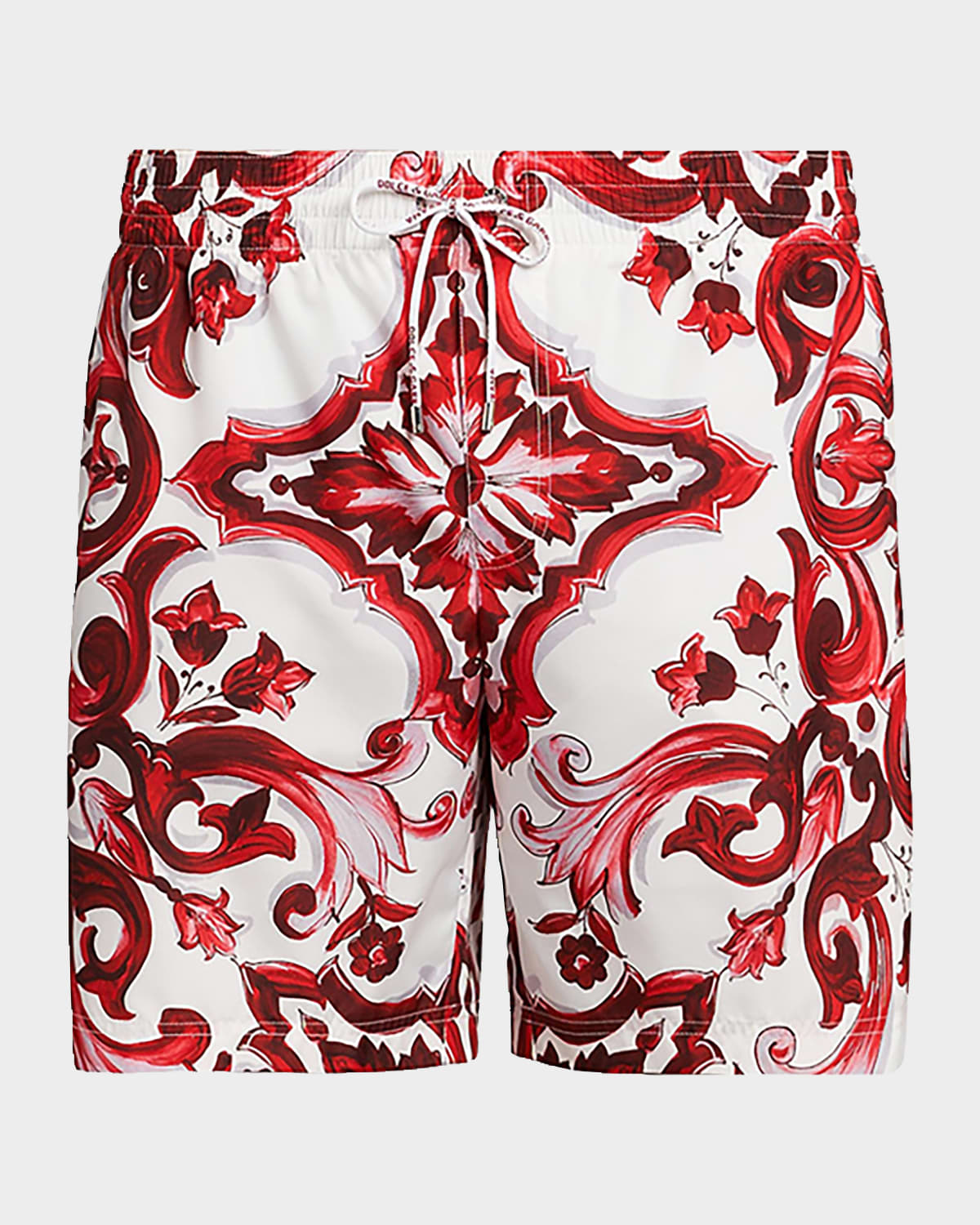 Dolce&Gabbana Men's Majolica-Print Swim Trunks | Neiman Marcus