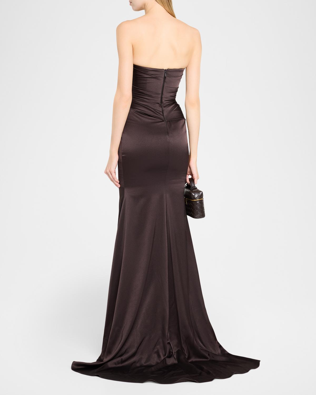 Strapless Drape Gown in Satin Crepe - thumbnail 3