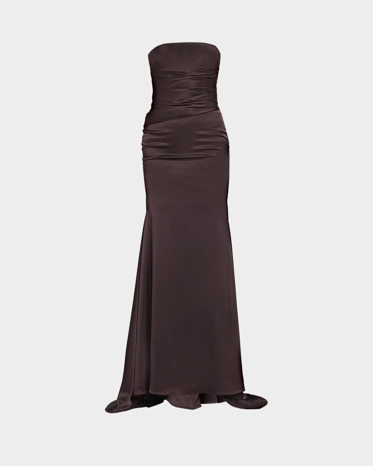 Strapless Drape Gown in Satin Crepe