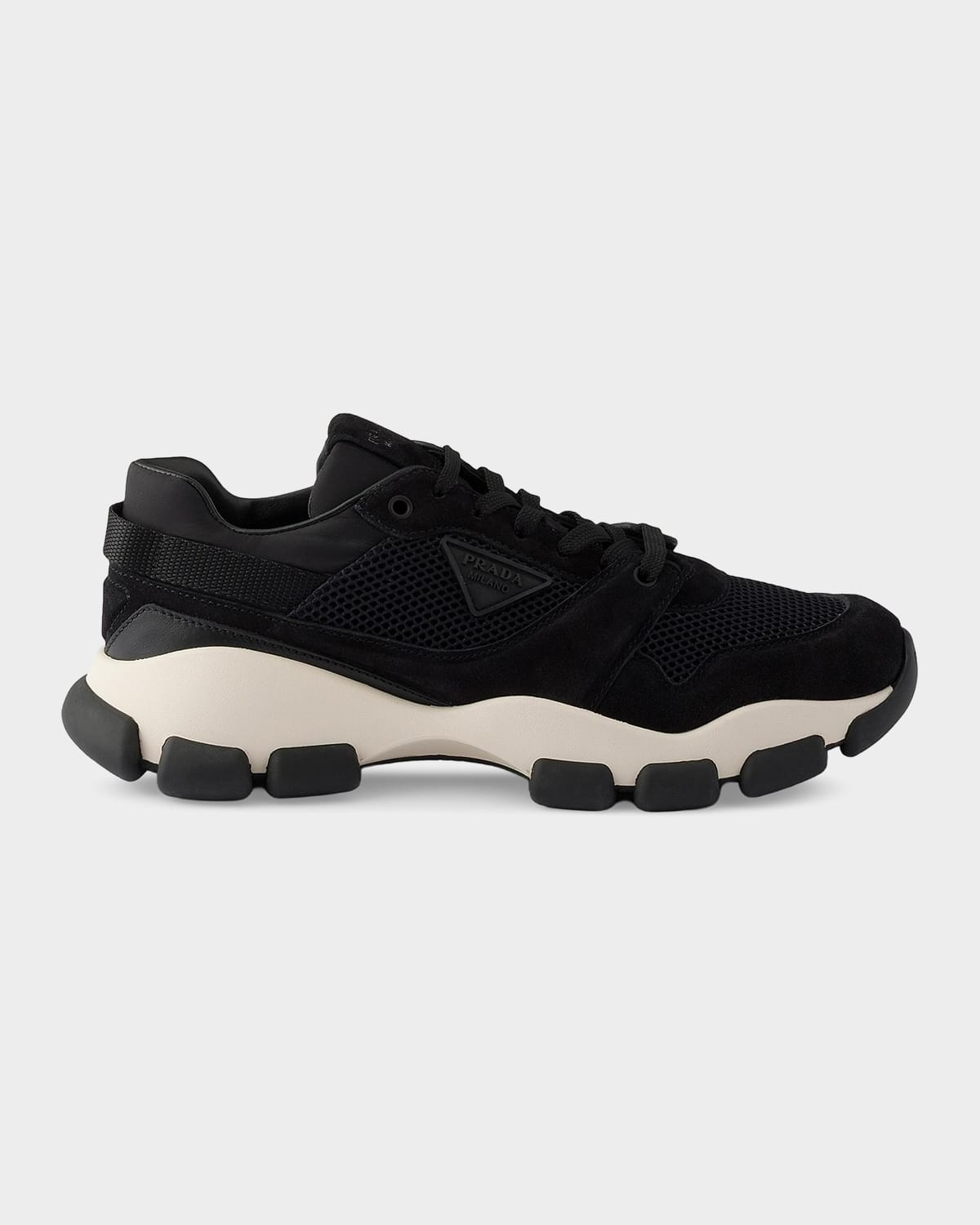 Prada Mesh and Suede Low-Top Sneakers | Neiman Marcus