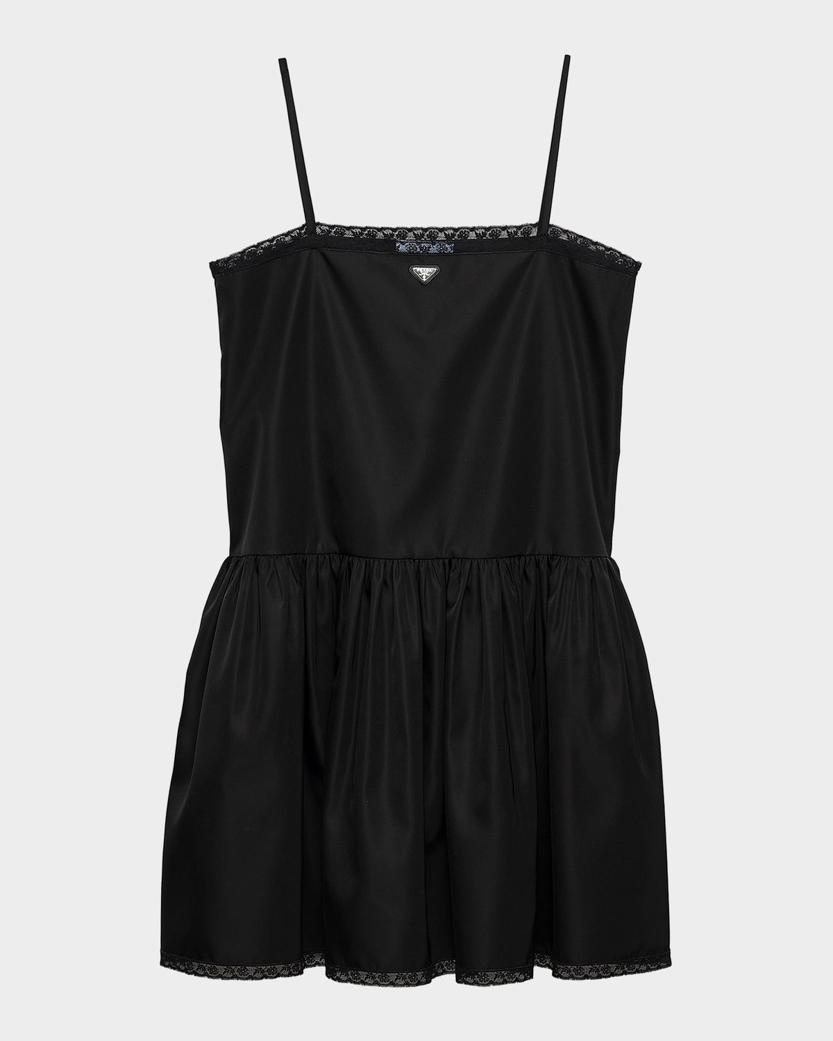 Prada Re-Nylon Lace-Trim Mini Dress | Neiman Marcus